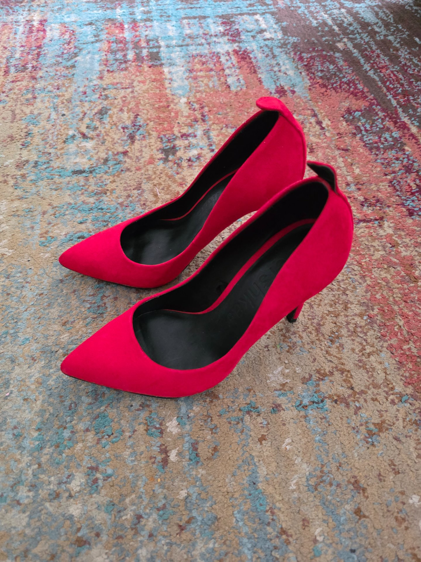 Red Suede Bershka Effect High Heel Court Shoes, Bershka, 4, Excellent condition — preloved on SilentSale®