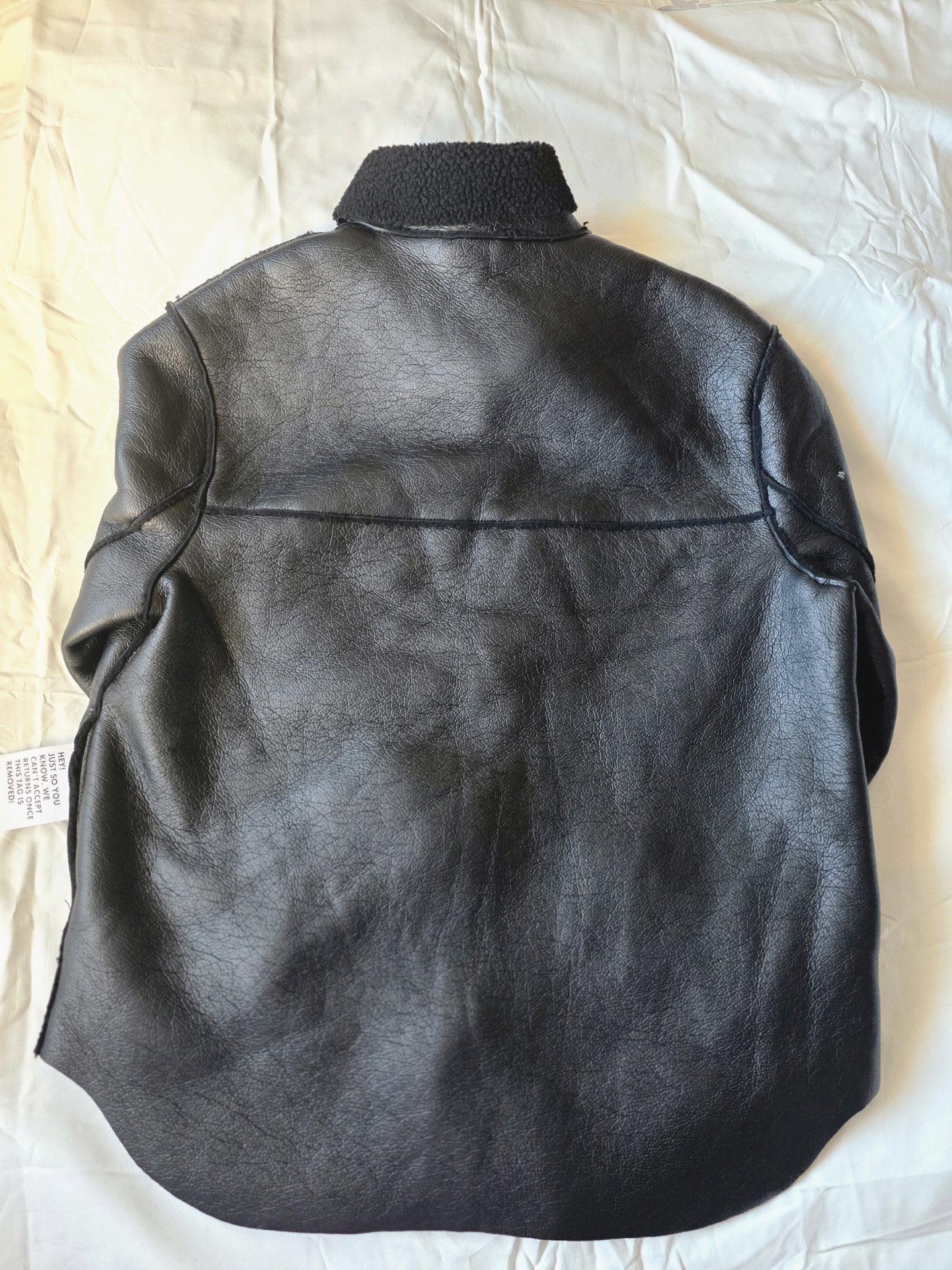 Asos design black faux leather faux Shearling Lined jacket, ASOS Design, 10, New condition — preloved on SilentSale®