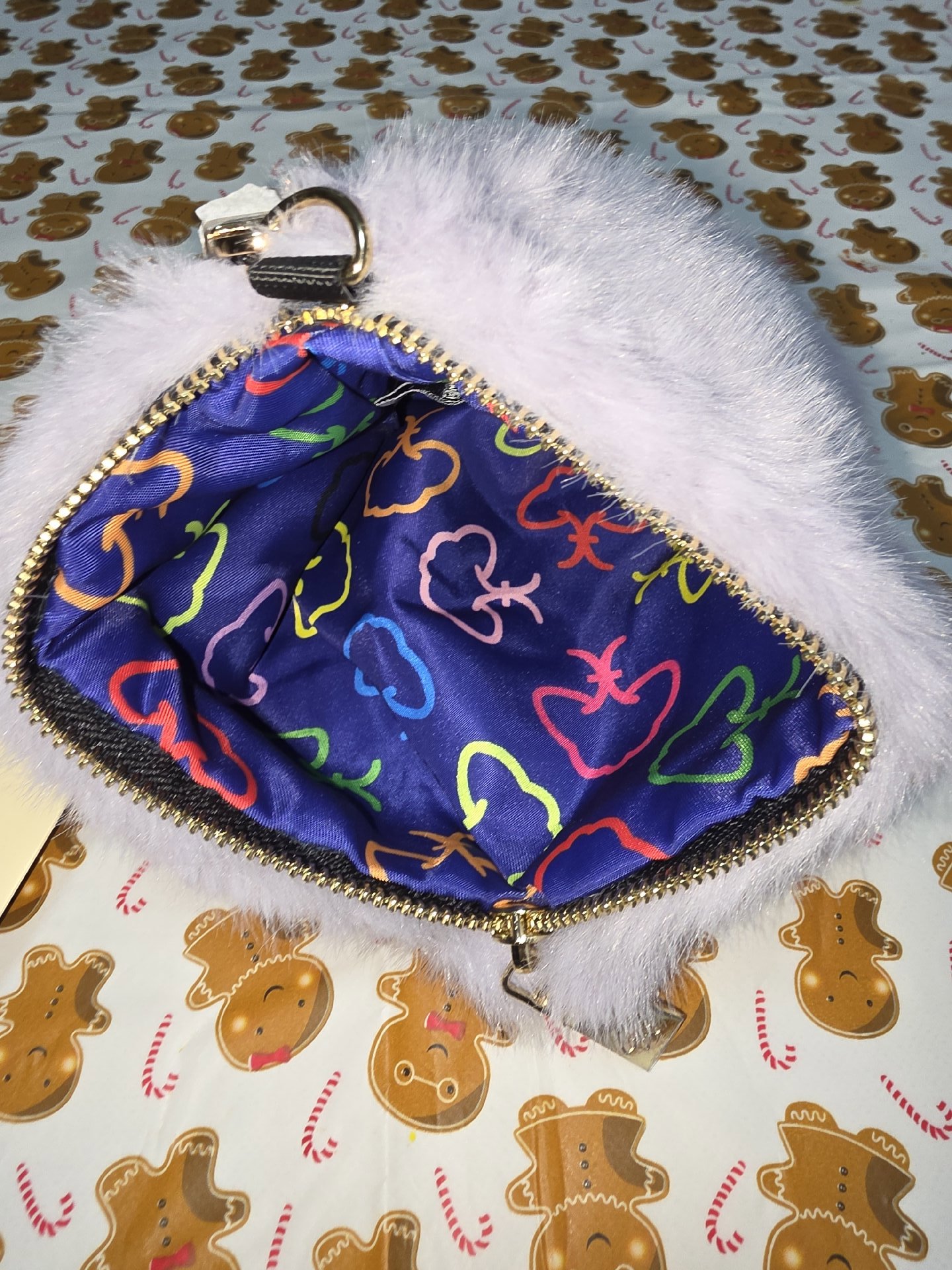 Faux Fur Lilac Small Pouch Bag with Colourful Lining, Jayley, Small, New condition — preloved on SilentSale®