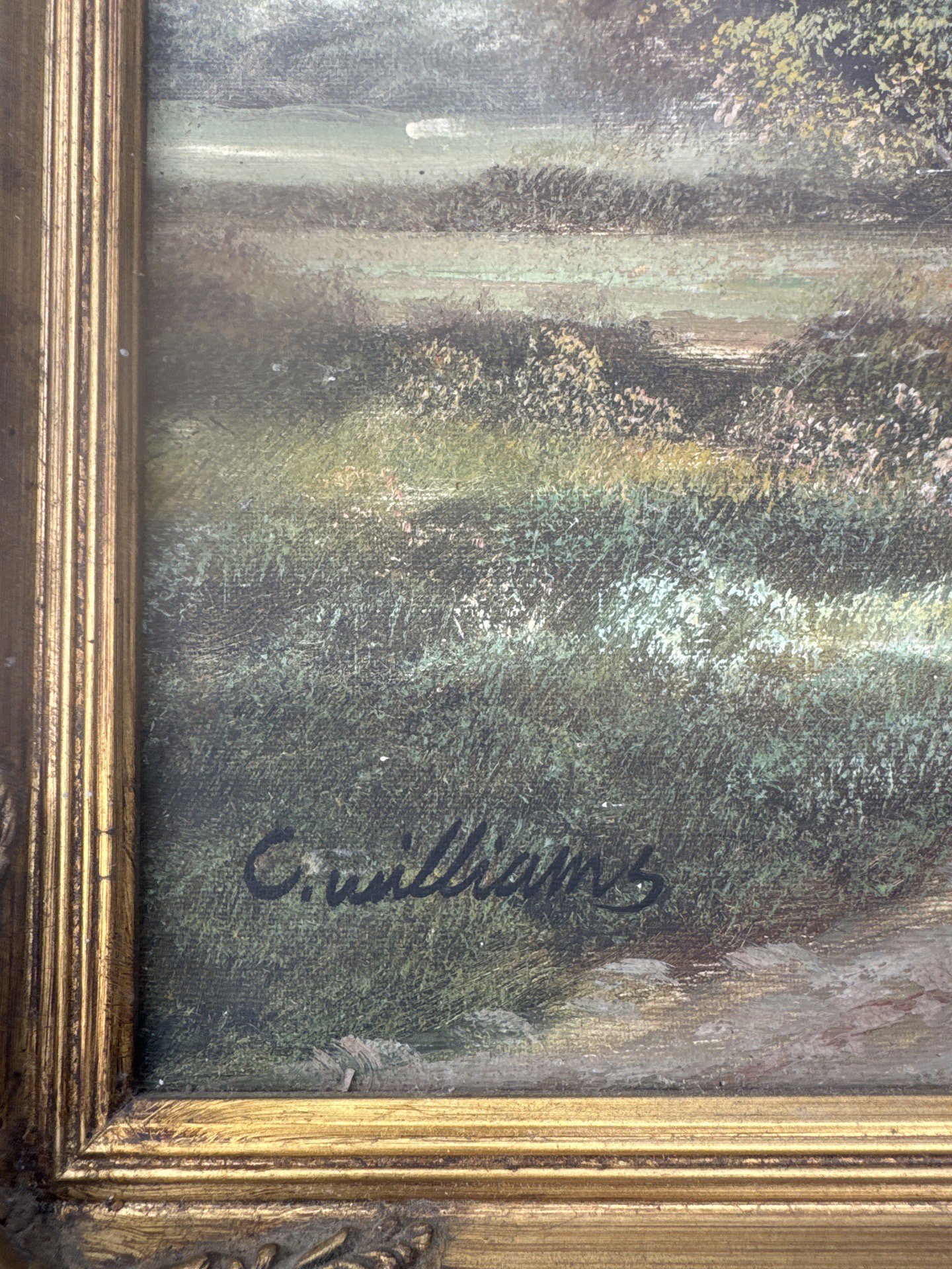 Framed Landscape Oil Painting with Trees and Pond, Unbranded, One Size, Good condition — preloved on SilentSale®