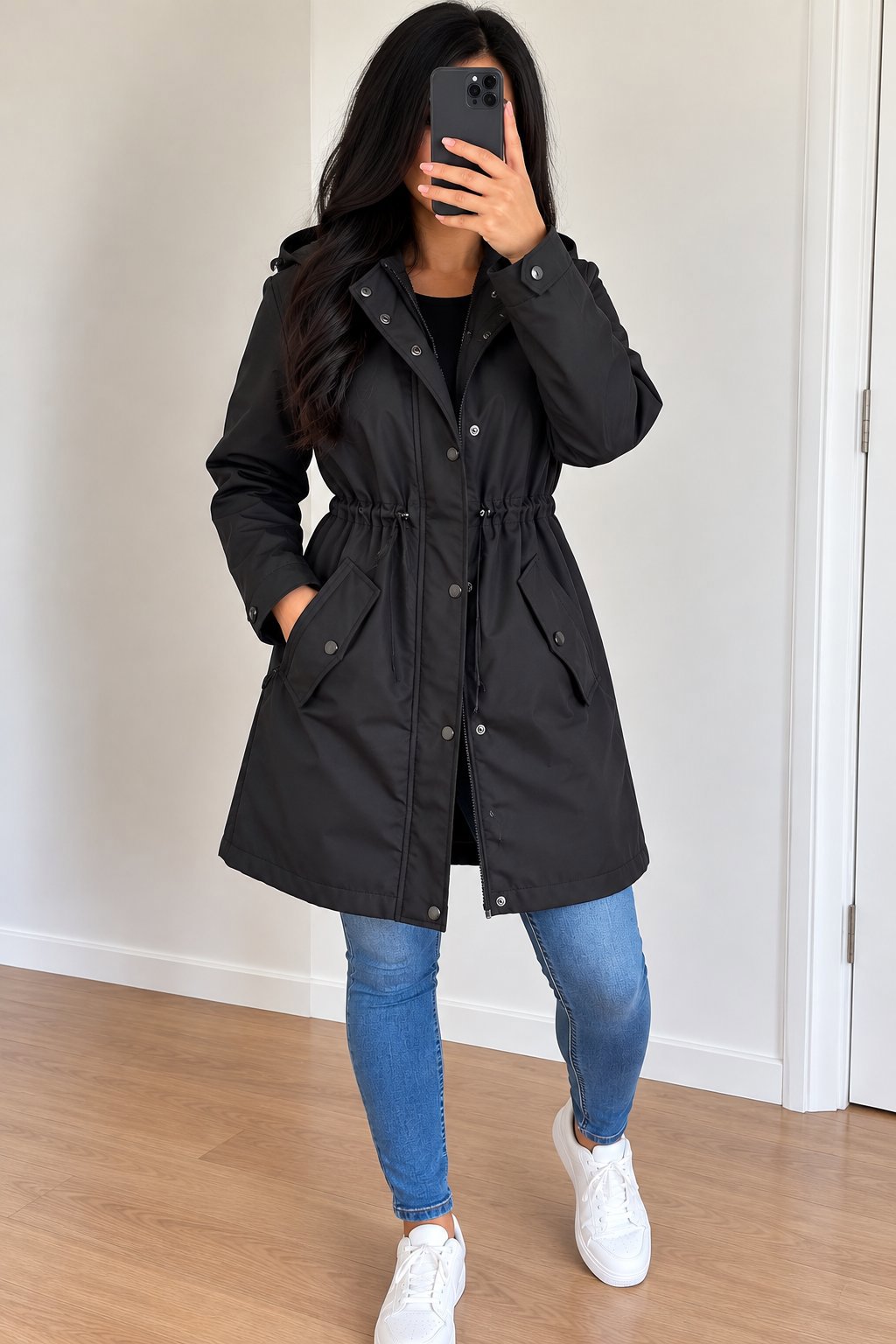 Black Hooded Waterproof Raincoat Jacket, vero model, M, New condition — preloved on SilentSale®
