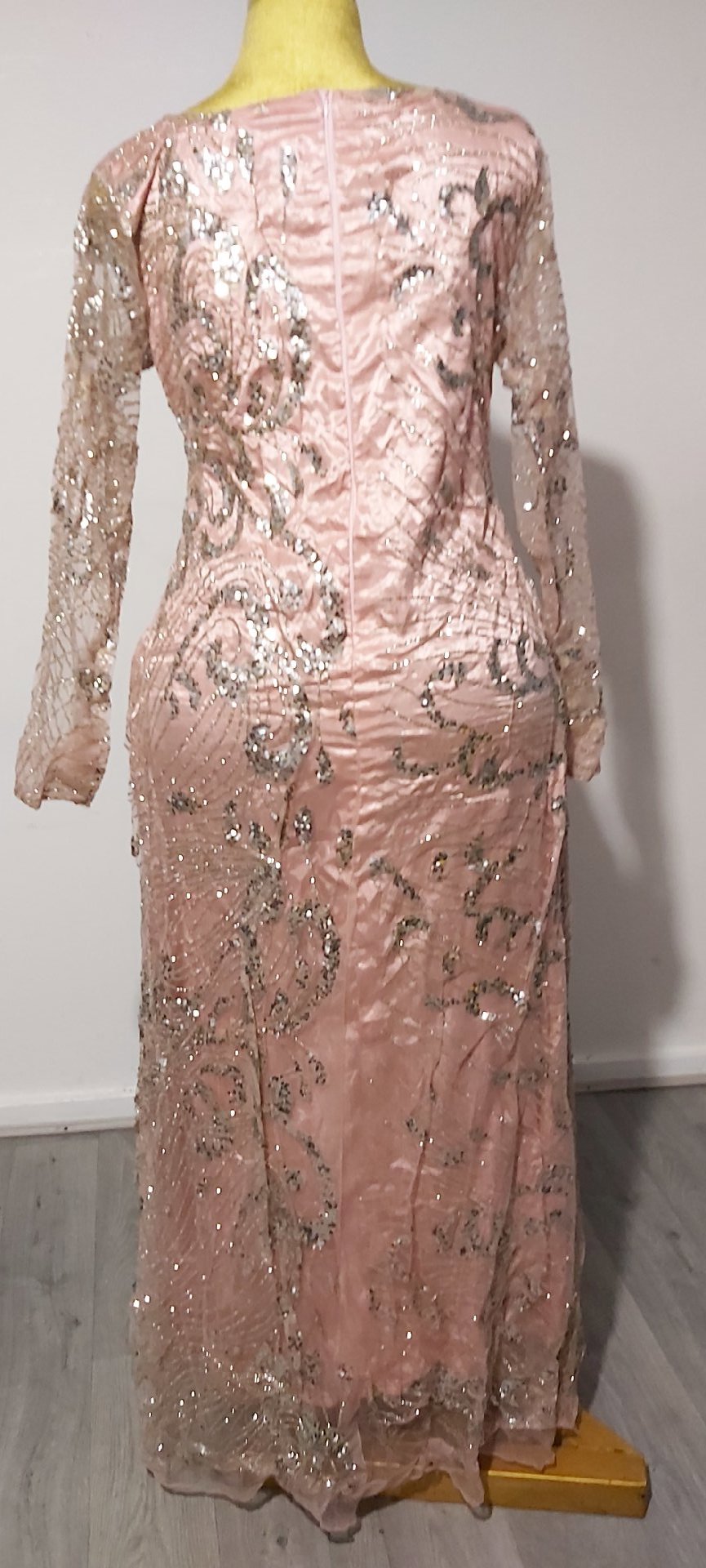 Pink Sequin Embellished Long Sleeve Evening Dress, Unbranded, 12, Excellent condition — preloved on SilentSale®