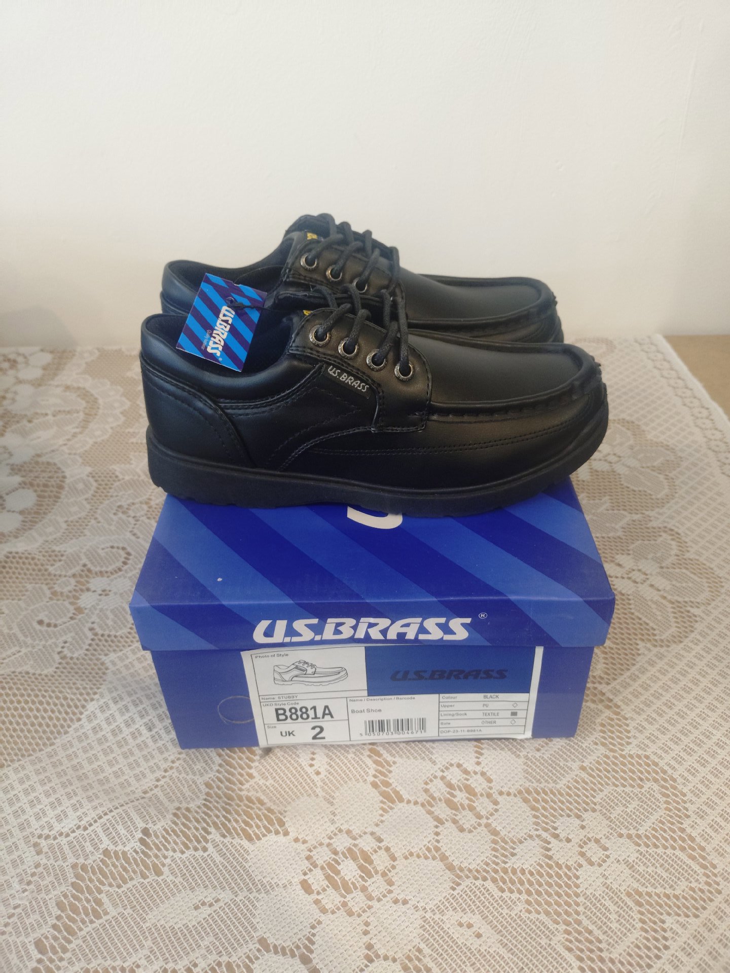 U.S. Brass Black Boat Shoes – UK 2, U.S. Brass, 2 (Senior), New condition — preloved on SilentSale®