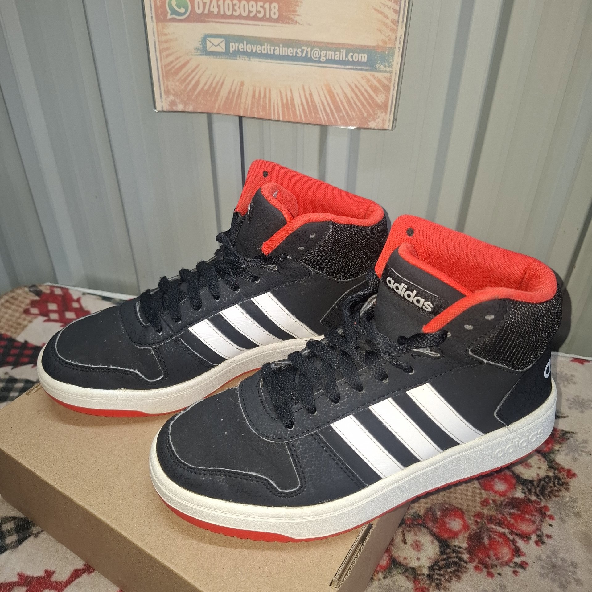 Adidas Black White Red Trainers UK 6.5, Adidas, 6.5, Excellent condition — preloved on SilentSale®
