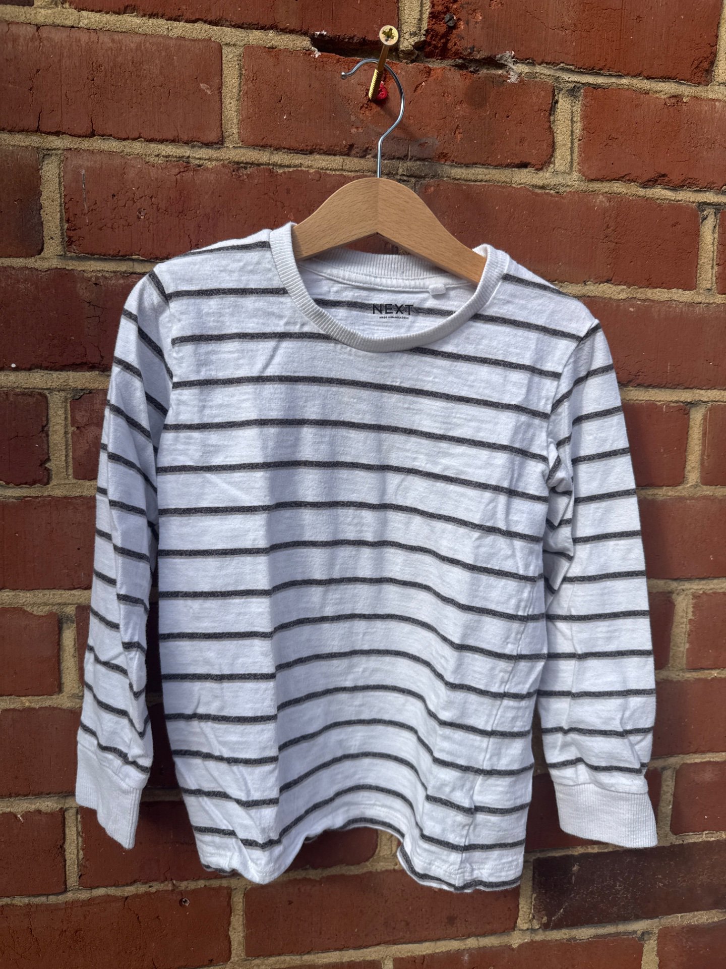 Next  White Striped Long Sleeve Top, Next, 5-6 years, Excellent condition — preloved on SilentSale®