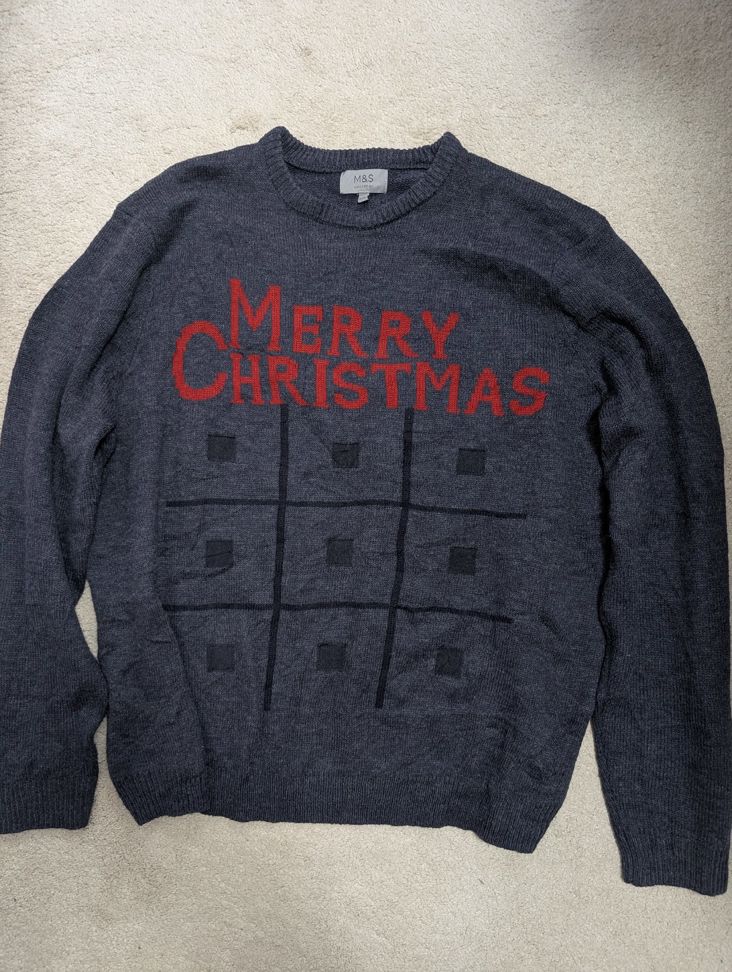 M&S Grey Merry Christmas Knit Jumper – XXL, Marks & Spencer, XXL, Good condition — preloved on SilentSale®