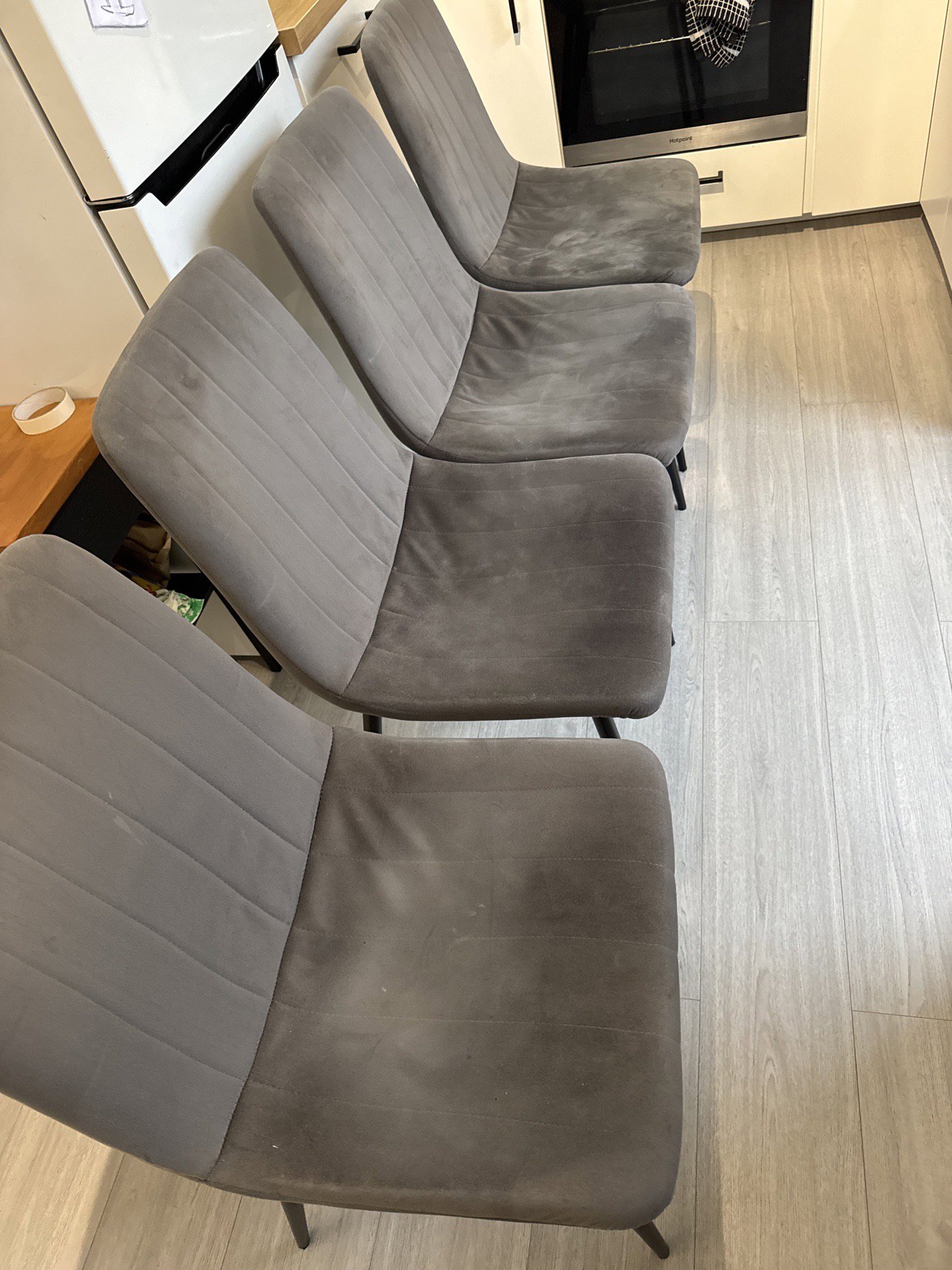 Set of 4 Grey Velvet Dining Chairs, Velvet, One Size, Good condition — preloved on SilentSale®