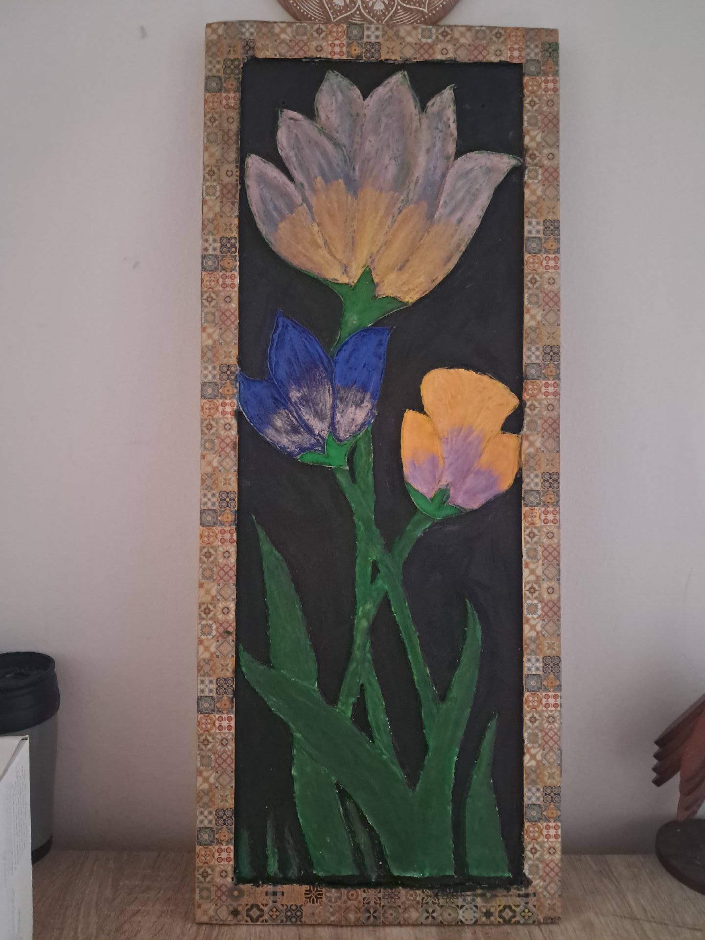 Handmade Floral Wall Art Panel with Mosaic Frame, Handmade, One Size, Excellent condition — preloved on SilentSale®