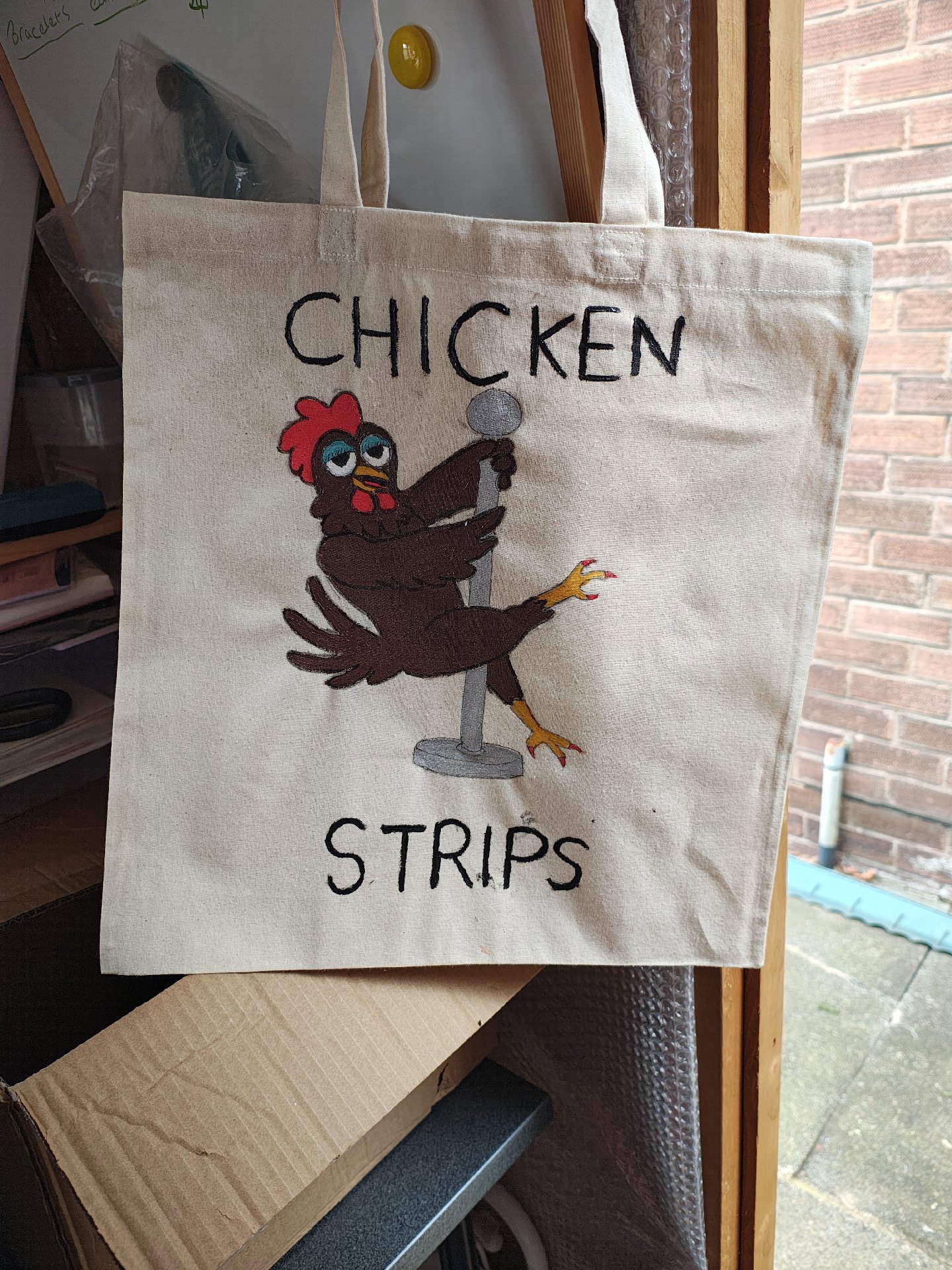Canvas Tote Bag with Chicken Strips Print, Unbranded, Tote, New condition — preloved on SilentSale®