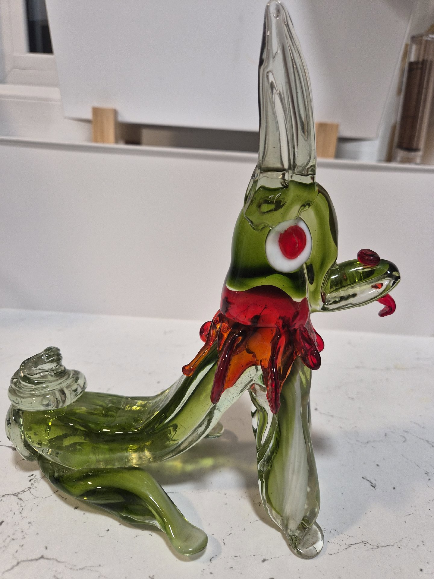 Handmade Glass Animal Figurine Green Red, Handmade, Medium, Excellent condition — preloved on SilentSale®