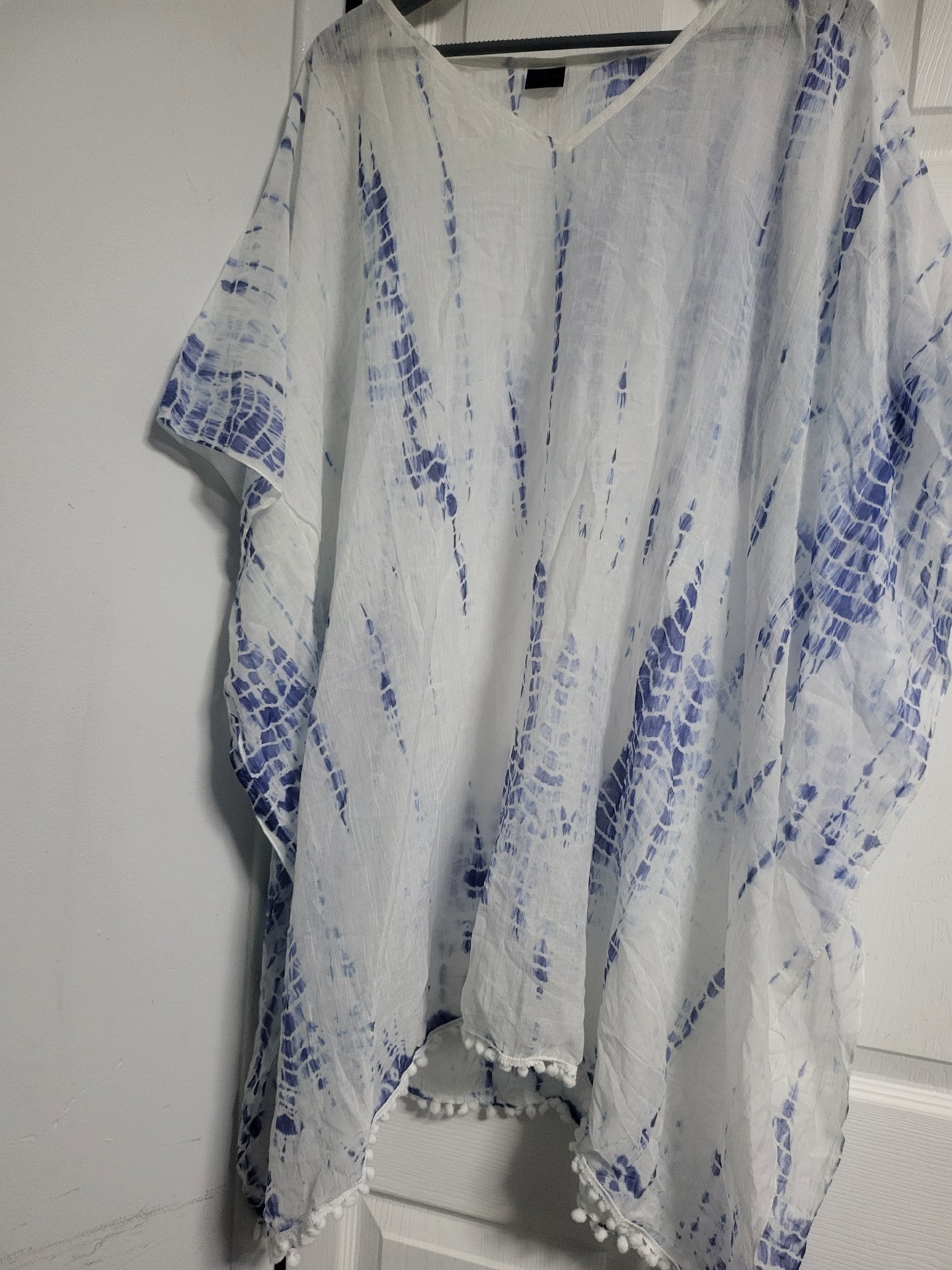 Dutalli Blue Tie Dye Pom Pom Kaftan Top, Dutalli, 16, Excellent condition — preloved on SilentSale®