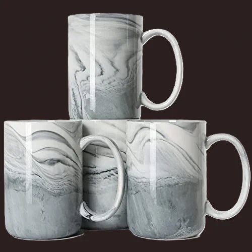 Set of 4 Grey Marble Effect Ceramic Mugs, Unbranded, Medium, Excellent condition — preloved on SilentSale®