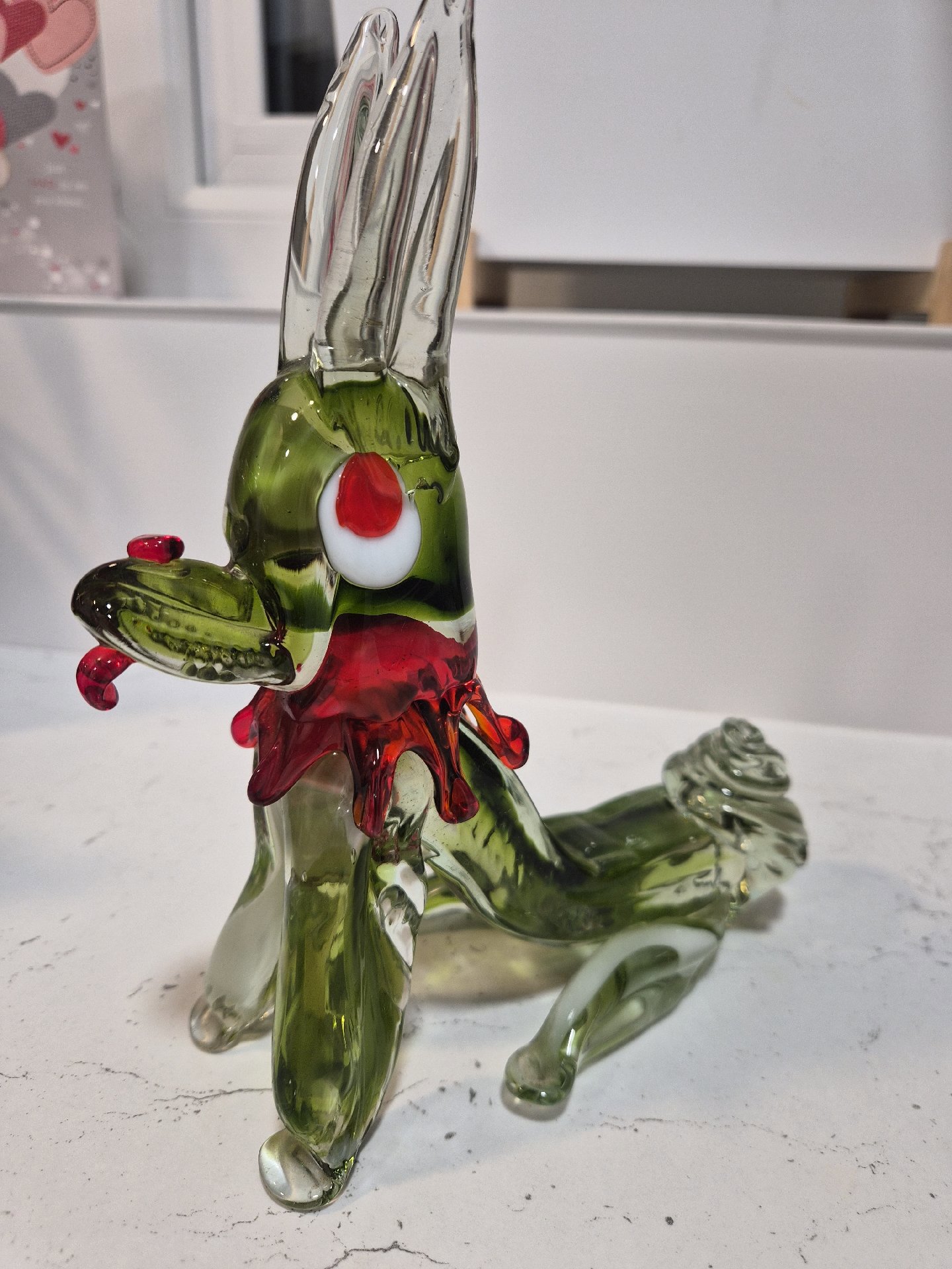 Handmade Glass Animal Figurine Green Red, Handmade, Medium, Excellent condition — preloved on SilentSale®