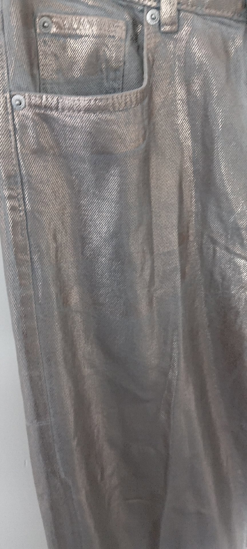 M&S Wide Metallic Silver Trousers – Size 12 Regular, Marks & Spencer, 12 Regular, New condition — preloved on SilentSale®