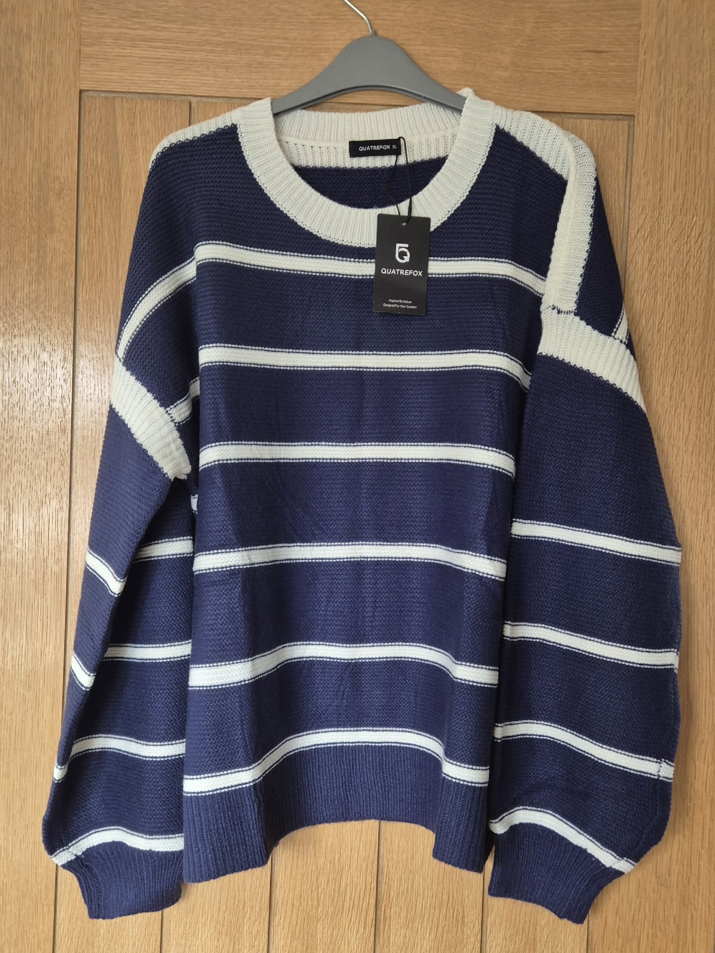 Quatrefox Navy Blue Striped Knit Jumper, Quatrefox, 16, New condition — preloved on SilentSale®