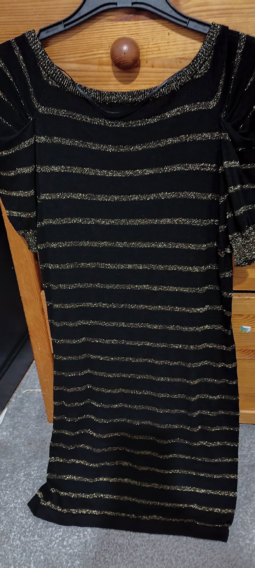 George Black and Gold Striped Dress – UK 14, George, 14, Excellent condition — preloved on SilentSale®