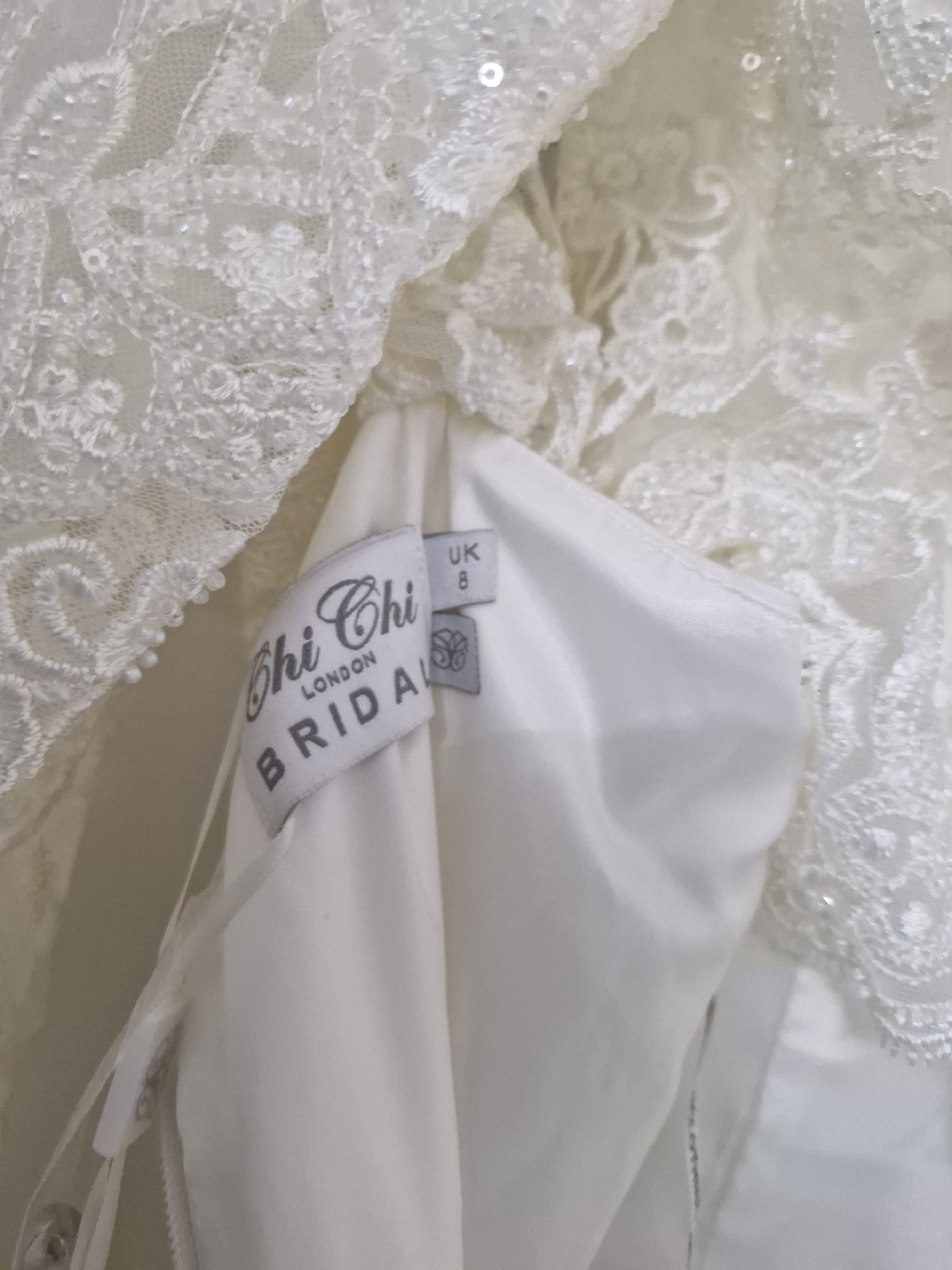 Chi Chi London Bridal White Lace Wedding Dress UK 8, Chi Chi London, 8, New condition — preloved on SilentSale®