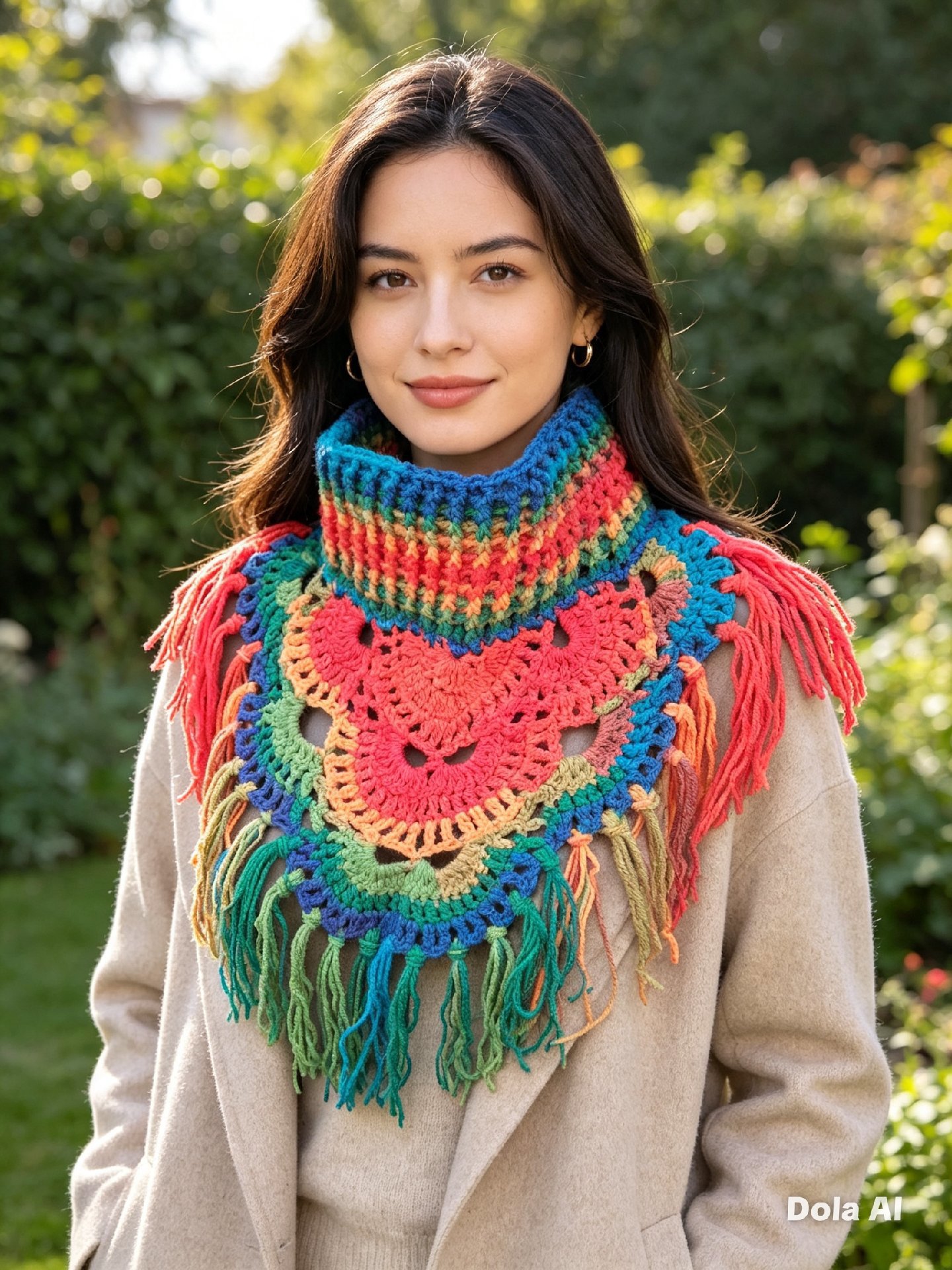 Hand-crocheted bright coloured neck warmer, Handmade, One Size, New condition — preloved on SilentSale®