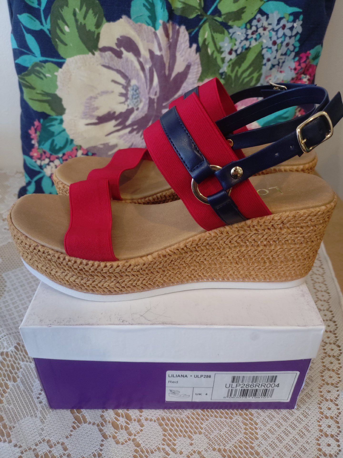 Liliana Red Wedge Sandals – UK 4, Lotus, 4, New condition — preloved on SilentSale®