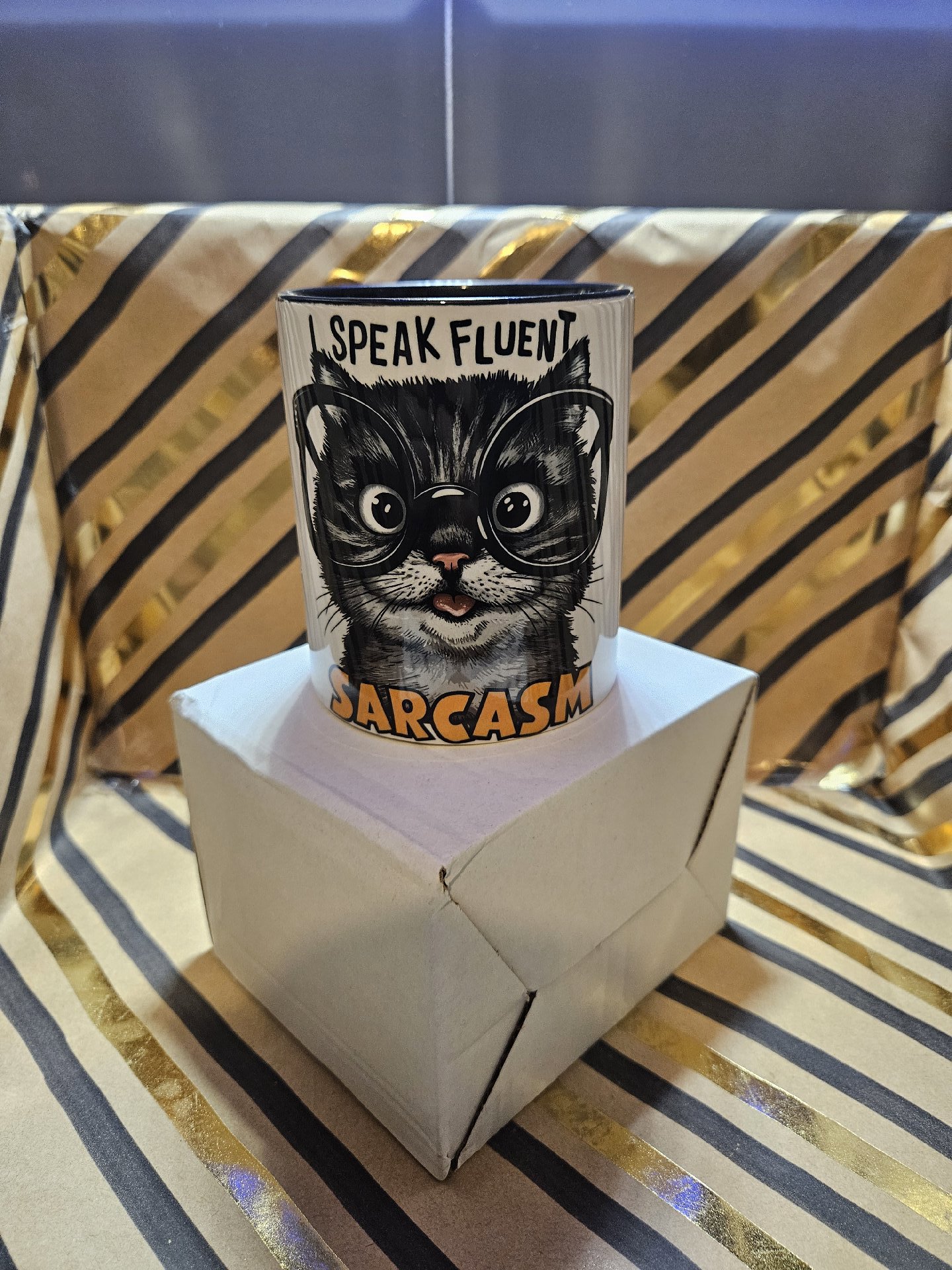 Novelty Cat Sarcasm Mug with Glasses Design, Unbranded, One Size, New condition — preloved on SilentSale®