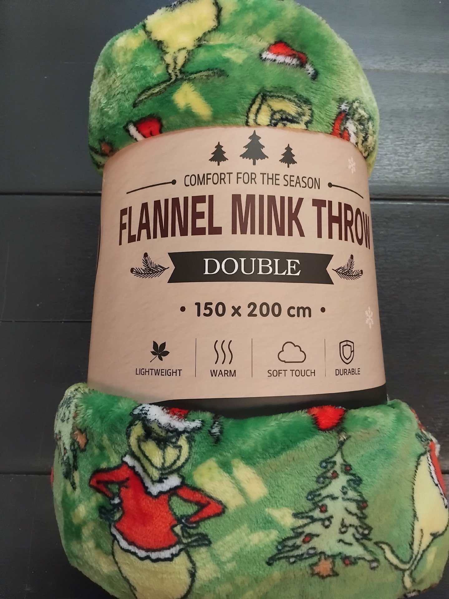 Flannel Mink Throw Double 150x200cm Grinch Christmas Design, cotton king, Double 150x200 cm, New condition — preloved on SilentSale®