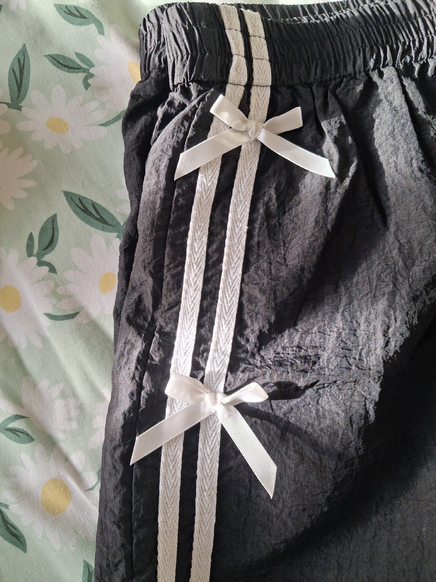 Black Shorts with White Bow and Stripe Detail, Shein, 22, Good condition — preloved on SilentSale®