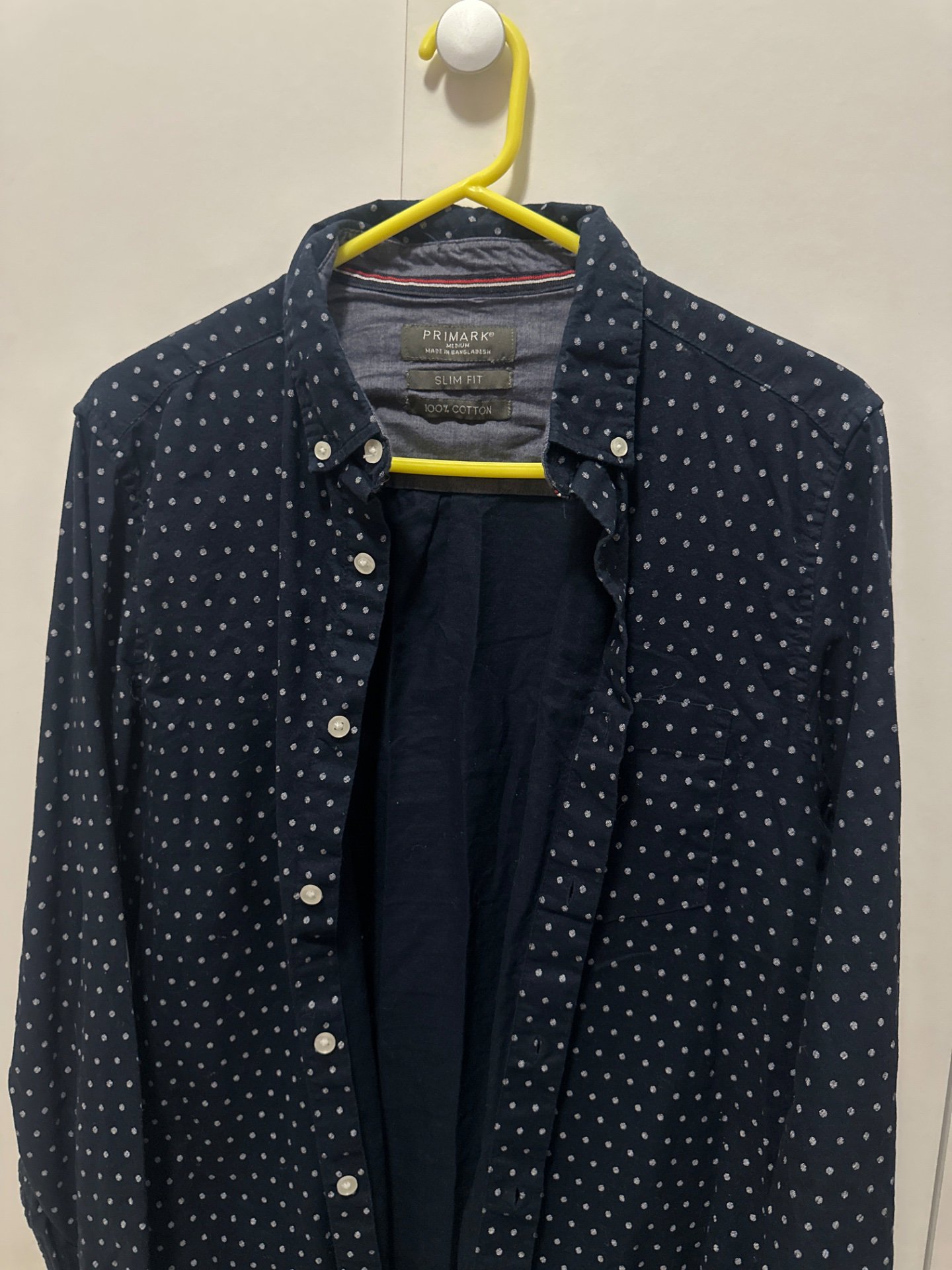 Jack & Jones Navy Slim Fit Shirt with White Dot Pattern – Size M, Primark, M, Excellent condition — preloved on SilentSale®
