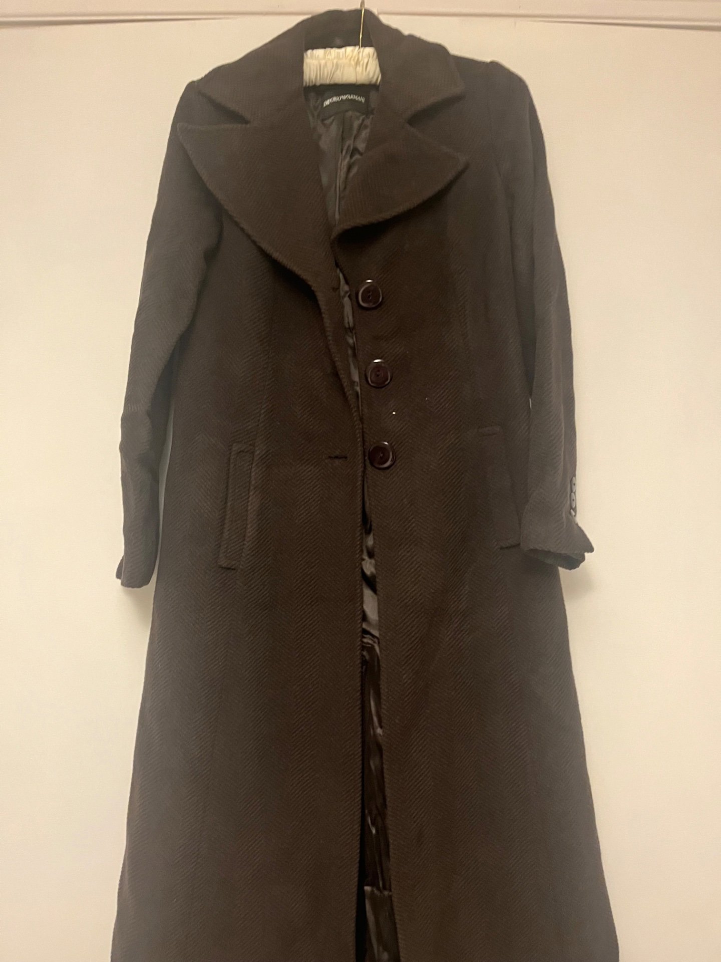 Brown Long Wool Coat – Size M, Armani, 42, Excellent condition — preloved on SilentSale®