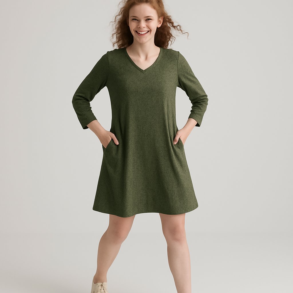 Julipa Green V-Neck Casual Dress, Julipa, 20, Excellent condition — preloved on SilentSale®