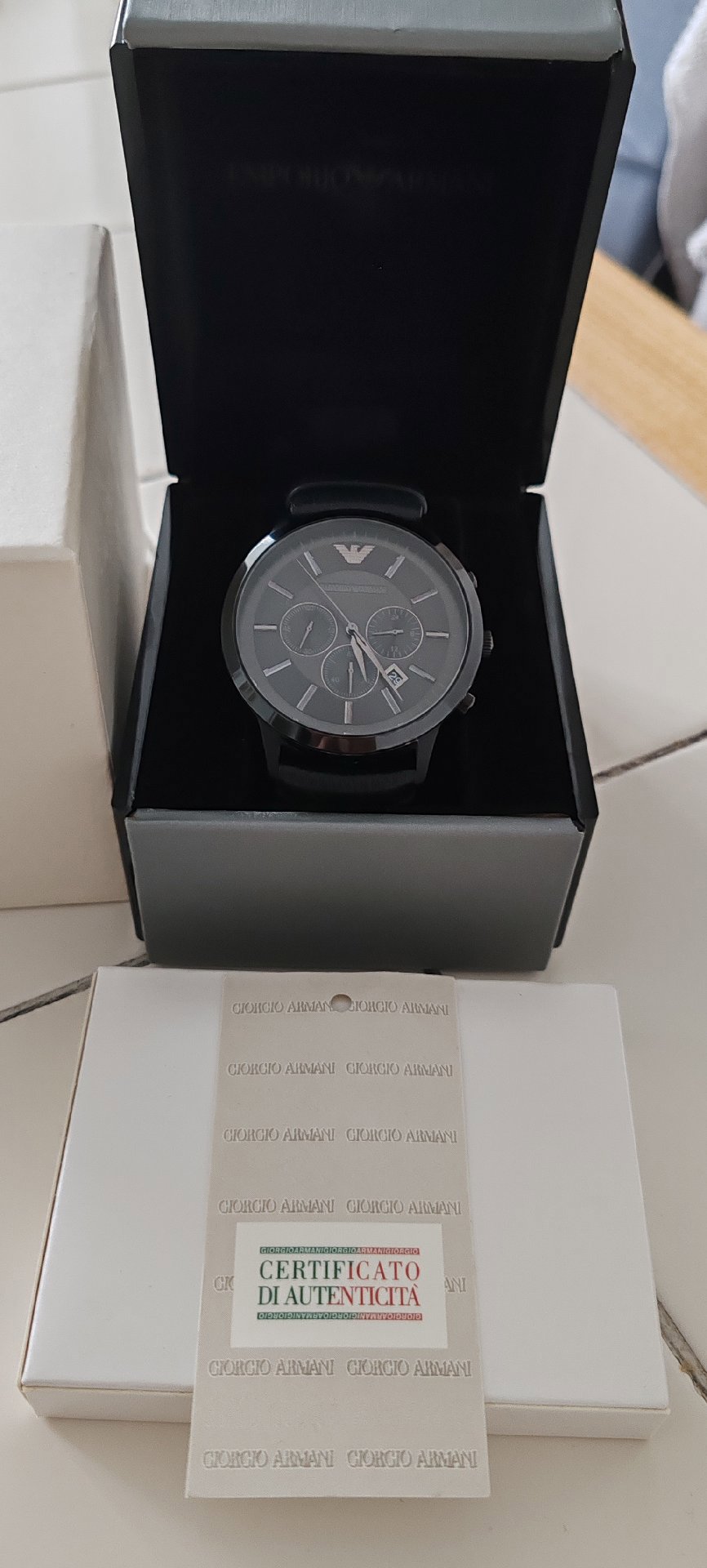 Emporio Armani Black Leather Strap Men's Watch, Armani, One Size, Excellent condition — preloved on SilentSale®