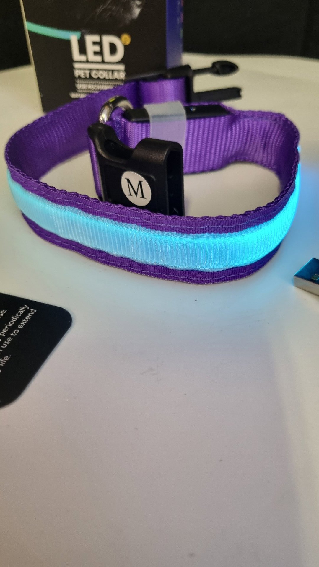 Led pet collar, rechargeable   multicolour size M, PcEoTllar, M, New condition — preloved on SilentSale®