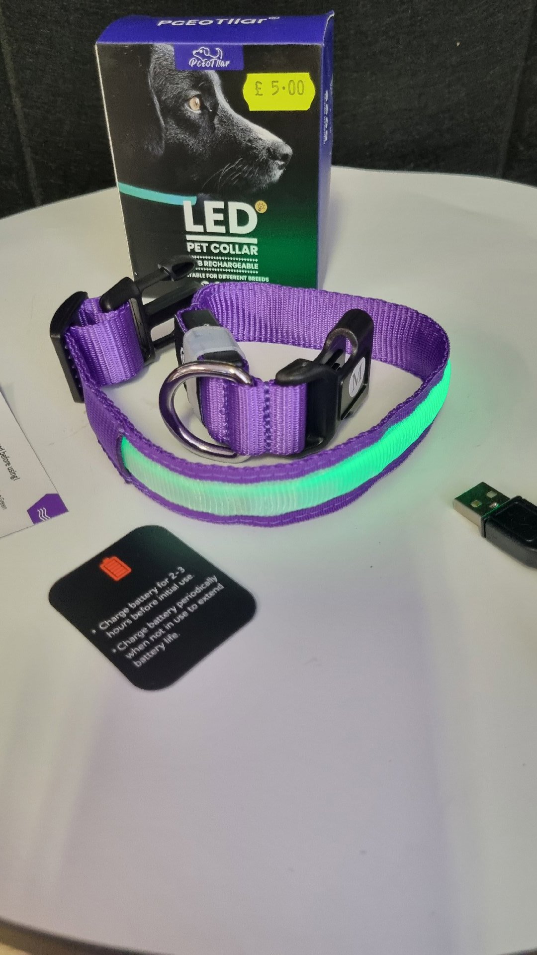 Led pet collar, rechargeable   multicolour size M, PcEoTllar, M, New condition — preloved on SilentSale®