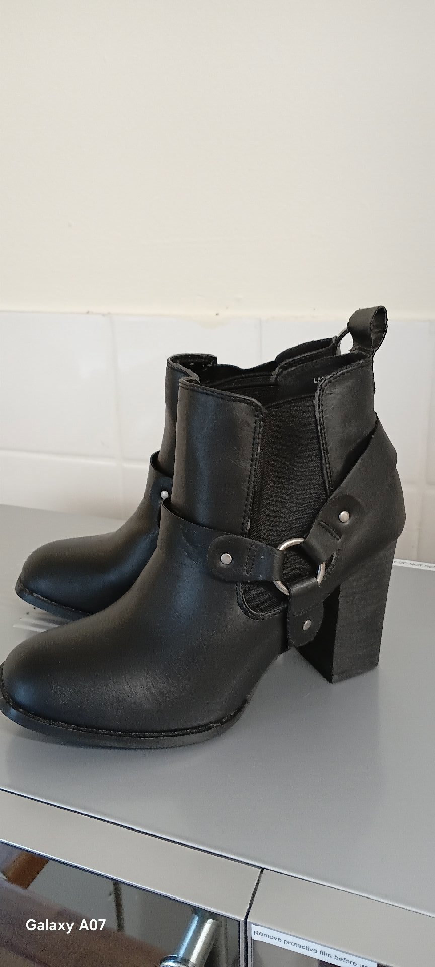 Black Block Heel Ankle Boots with Buckle Detail, Buckle, 6, Excellent condition — preloved on SilentSale®
