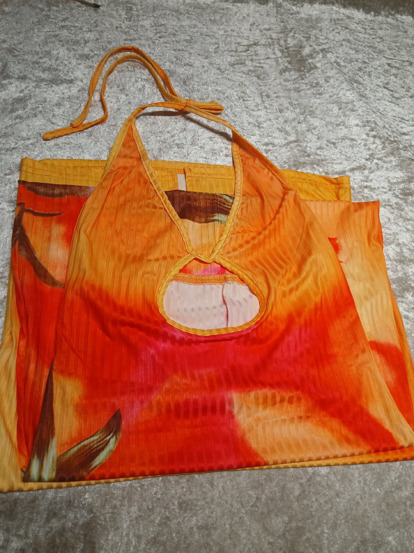 Shein Orange‑Red Gradient Halter Maxi Dress | Slim Fit Size S, Shein, S, New condition — preloved on SilentSale®
