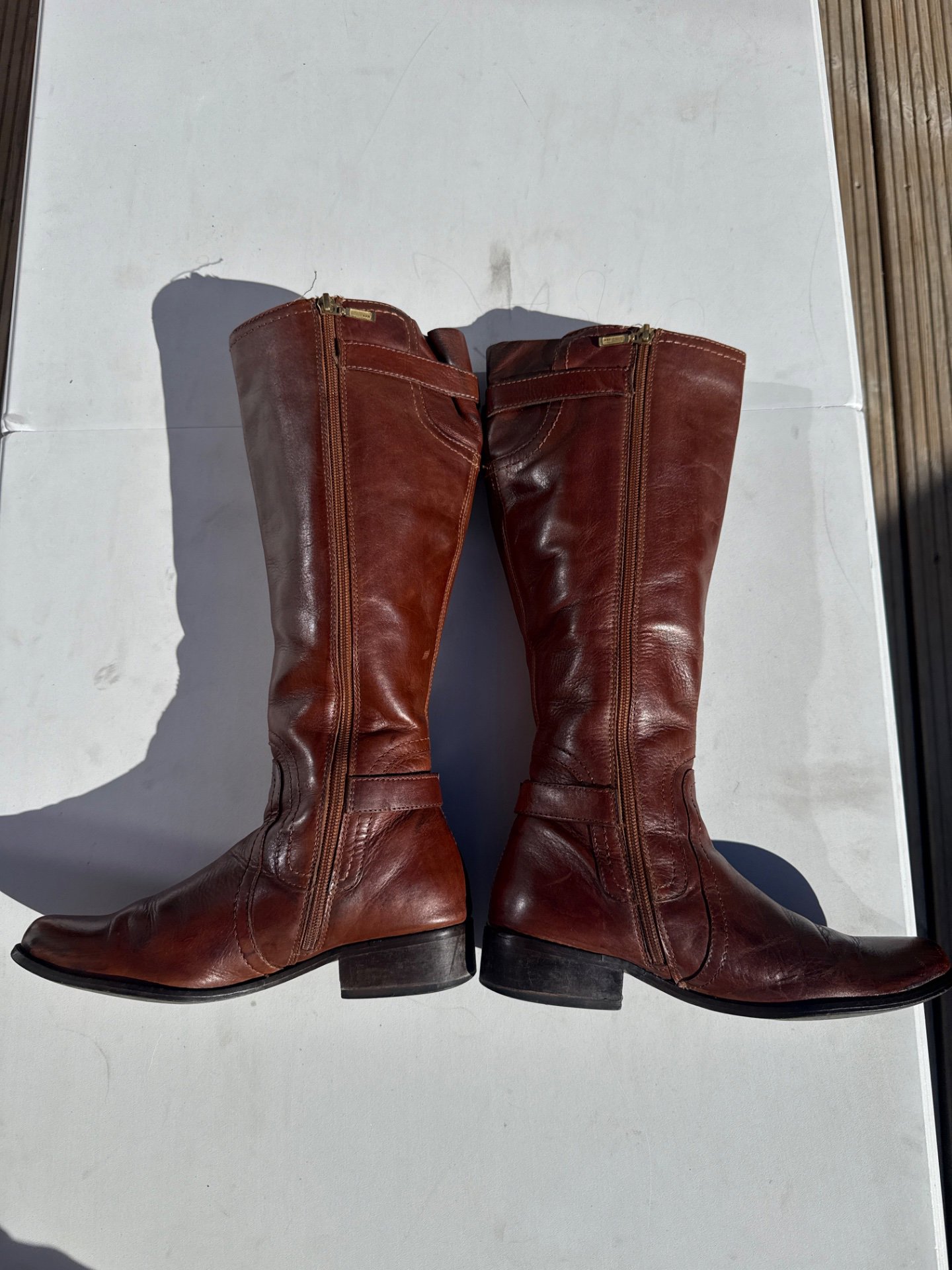 Dune Brown leather boots size 4UK, Dune, 4, Good condition — preloved on SilentSale®