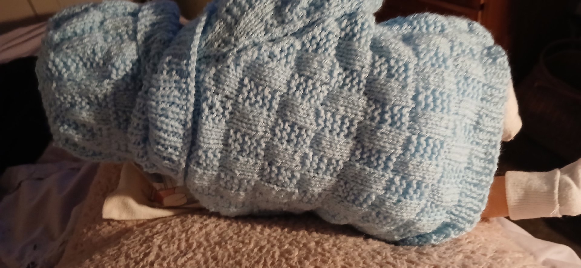 Hand Knitted Baby Blue Cardigan and Hat Set, Handmade, 3-6M, Excellent condition — preloved on SilentSale®