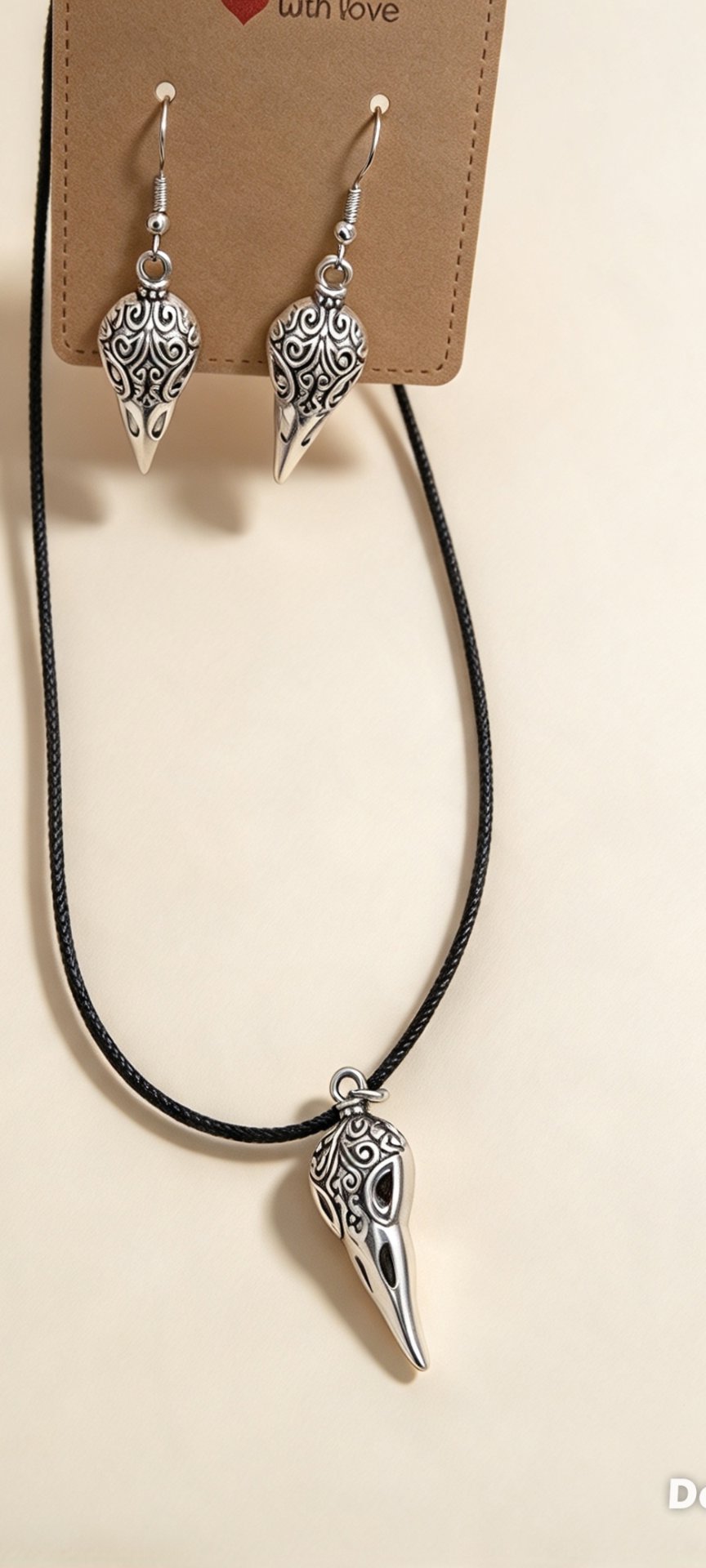 Silver Tone Bird Skull Pendant Necklace and Earrings Set, Unbranded, One Size, New condition — preloved on SilentSale®