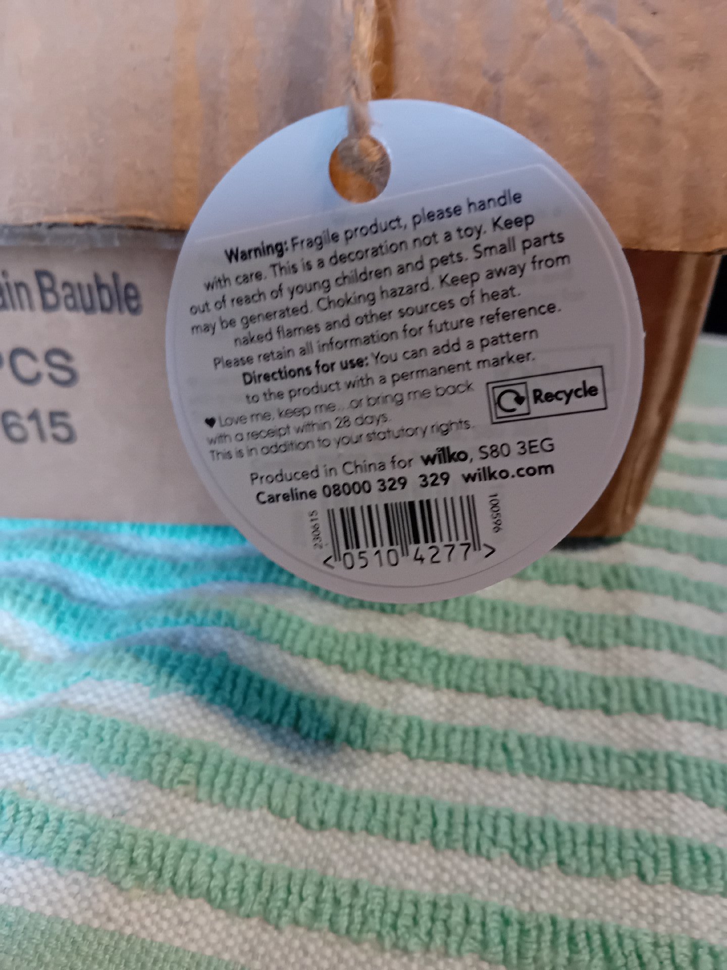 Wilko Ceramic Plain Baubles Set of 3, Wilko, Small, New condition — preloved on SilentSale®
