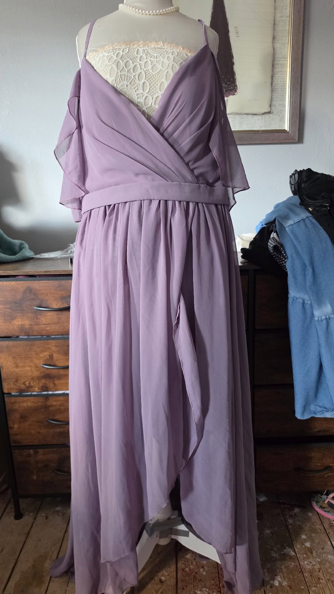 Lilac Chiffon Maxi Dress with Draped Detail, Shein, 20, Excellent condition — preloved on SilentSale®