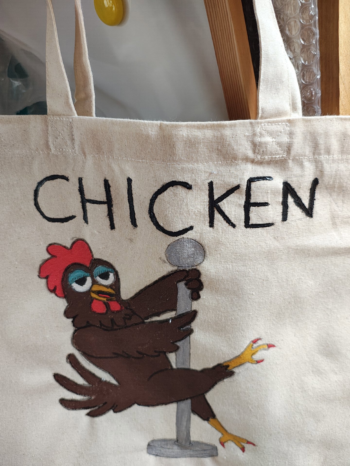 Canvas Tote Bag with Chicken Strips Print, Unbranded, Tote, New condition — preloved on SilentSale®