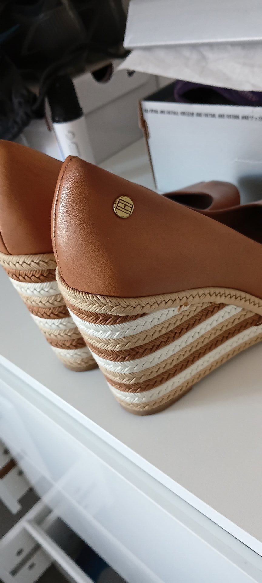 Tommy Hilfiger Tan Leather Wedge Heels, Tommy Hilfiger, 6.5, Excellent condition — preloved on SilentSale®