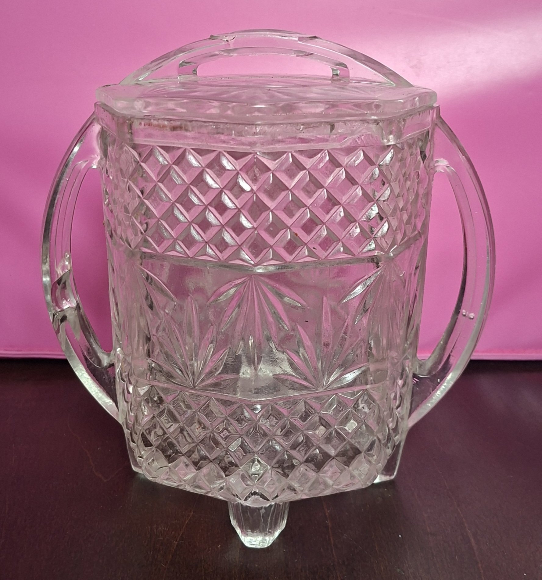 Vintage Cut Glass Biscuit Barrel with Lid, Vintage, One Size, Good condition — preloved on SilentSale®