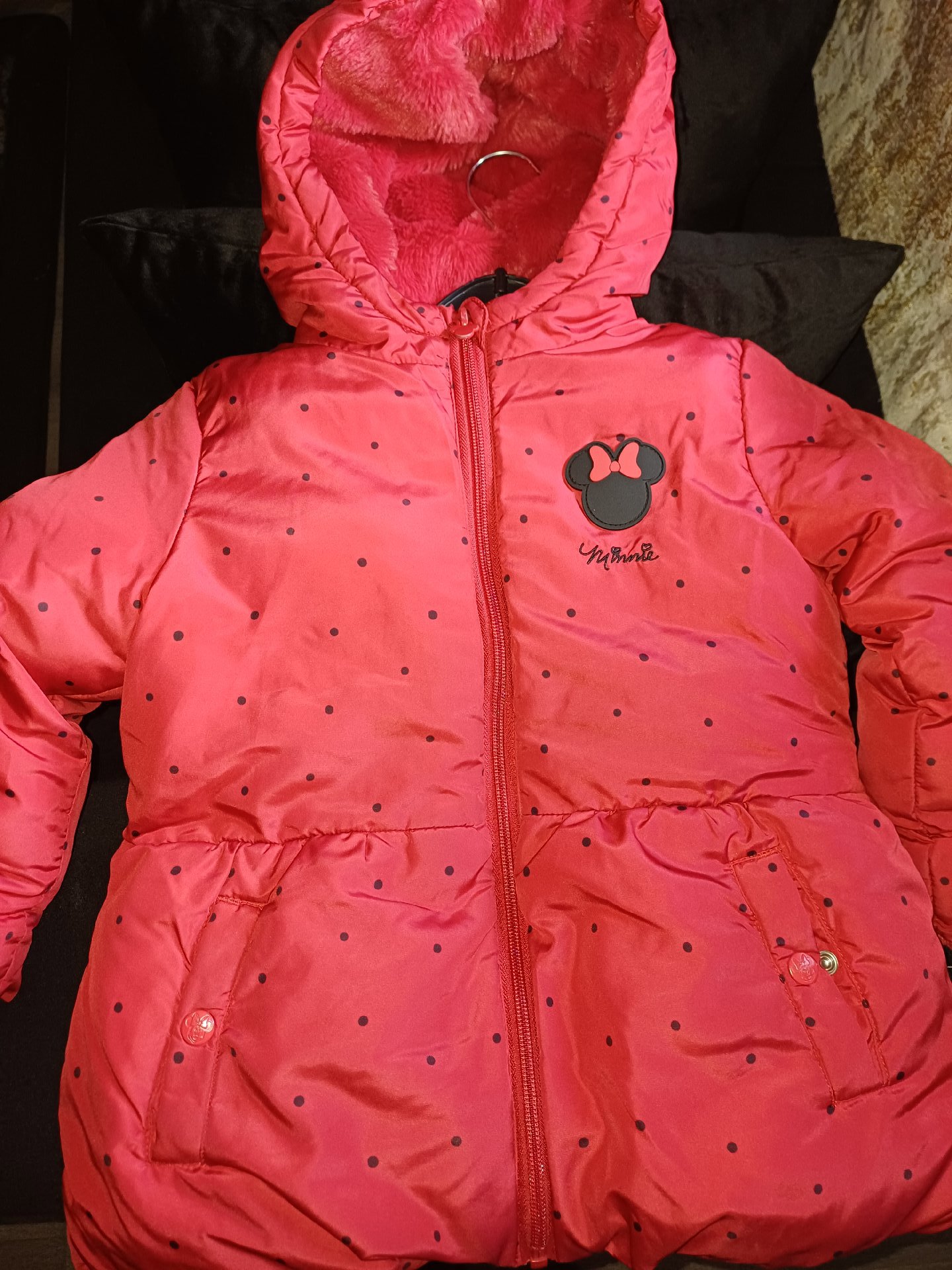 Mickey and Friends Red Polka Dot Padded Coat with Hood – 4-5 Years, George, 4 years, Excellent condition — preloved on SilentSale®