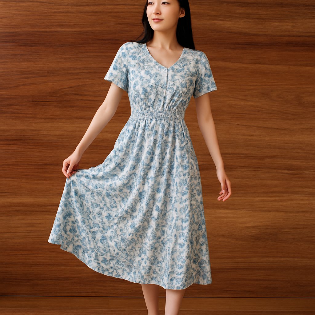 JD Williams Blue Patterned Midi Dress – Size 8, JD Williams, 8, New condition — preloved on SilentSale®