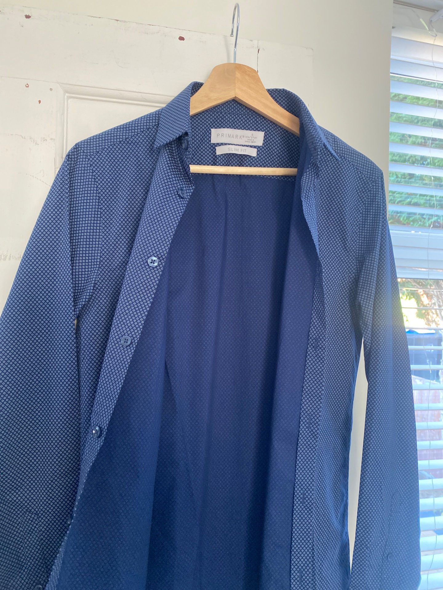 Men's Blue Patterned Long Sleeve Shirt, Primark, S, Excellent condition — preloved on SilentSale®
