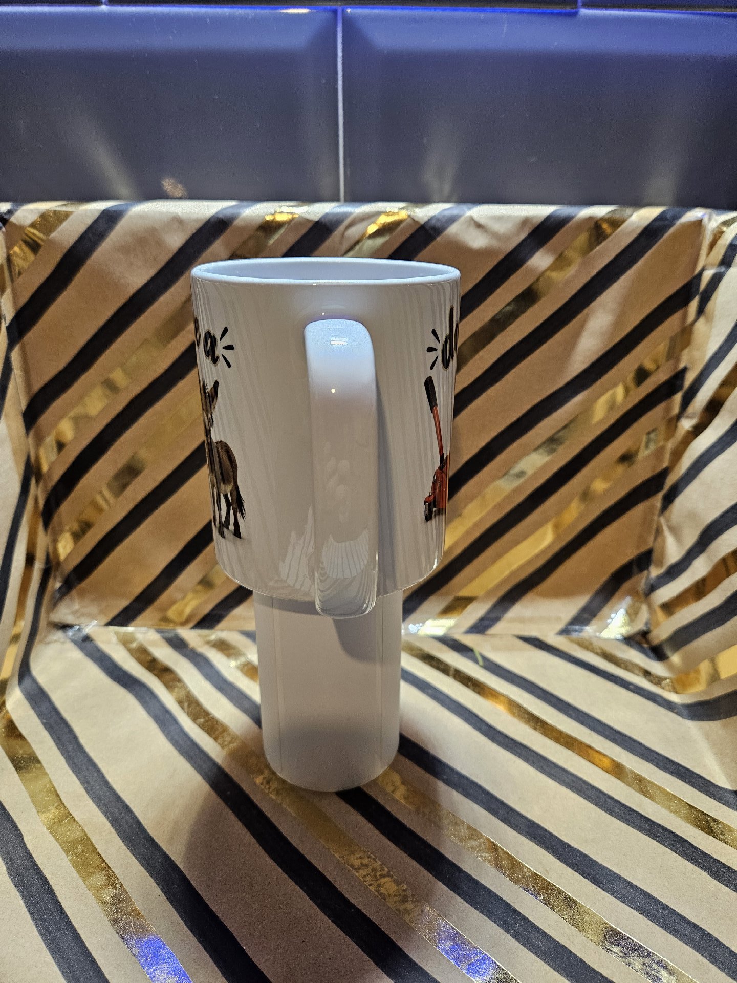 Ceramic Travel Mug Donkey Print with Handle, Unbranded, One Size, New condition — preloved on SilentSale®