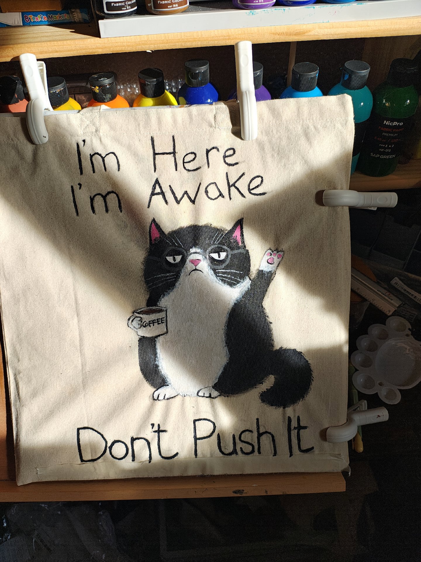 Canvas Tote Bag with cat, Unbranded, Medium, Excellent condition — preloved on SilentSale®