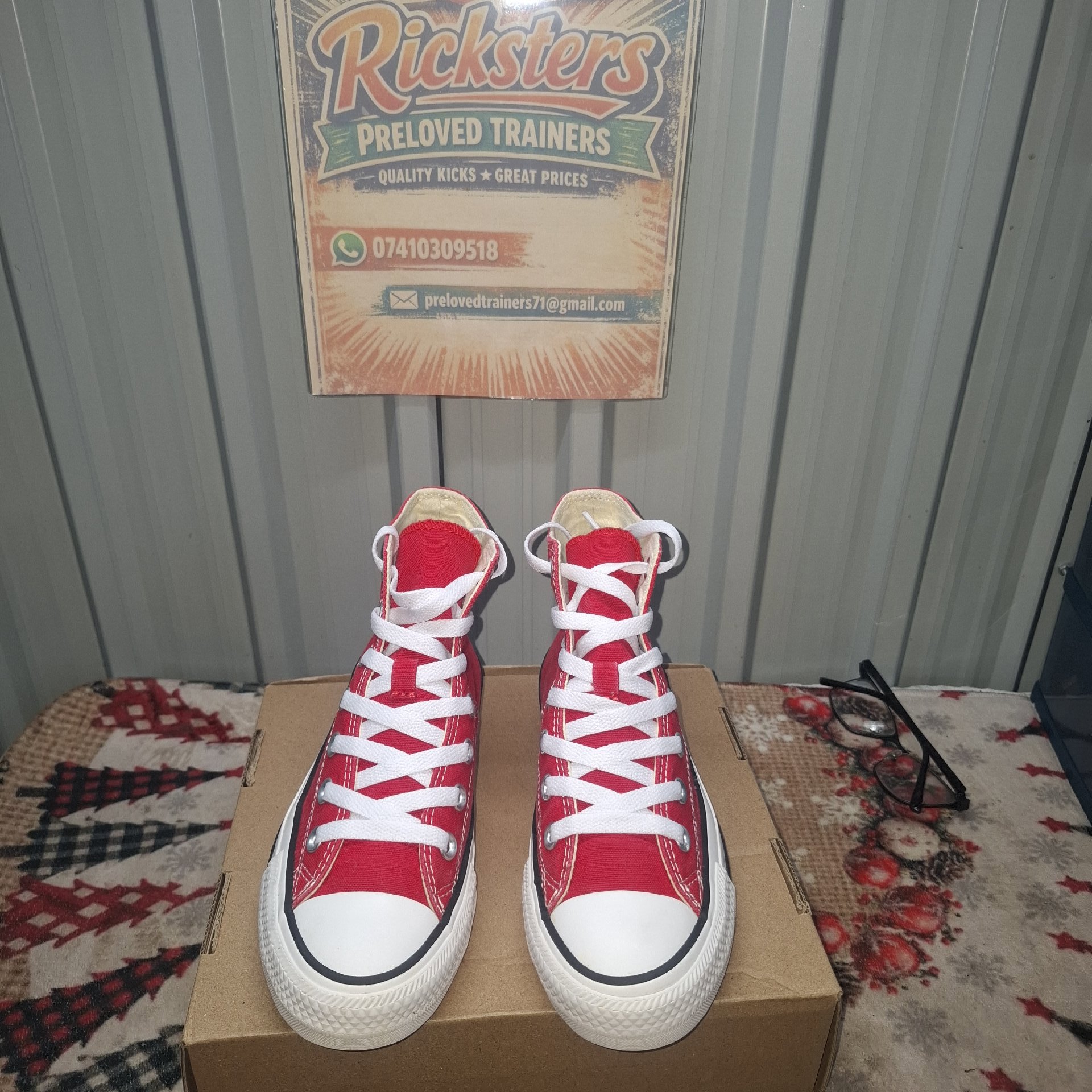 Converse Red High Top Canvas Trainers UK 4.5, Converse, 4.5, Excellent condition — preloved on SilentSale®