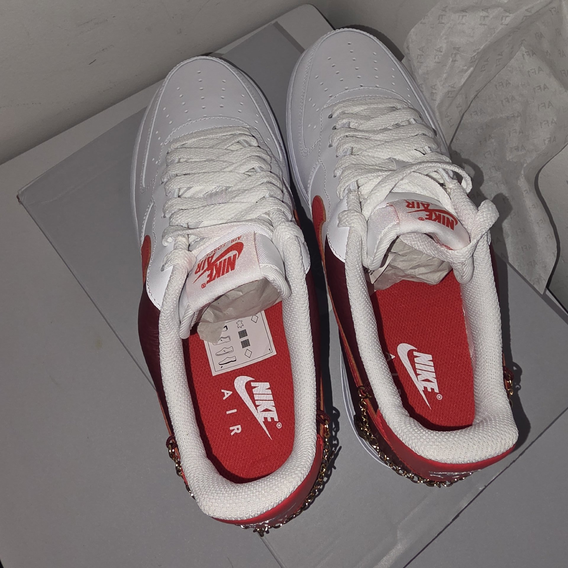 Nike Air Force 1 White Red Trainers – UK 8.5, Nike, 8.5, Excellent condition — preloved on SilentSale®