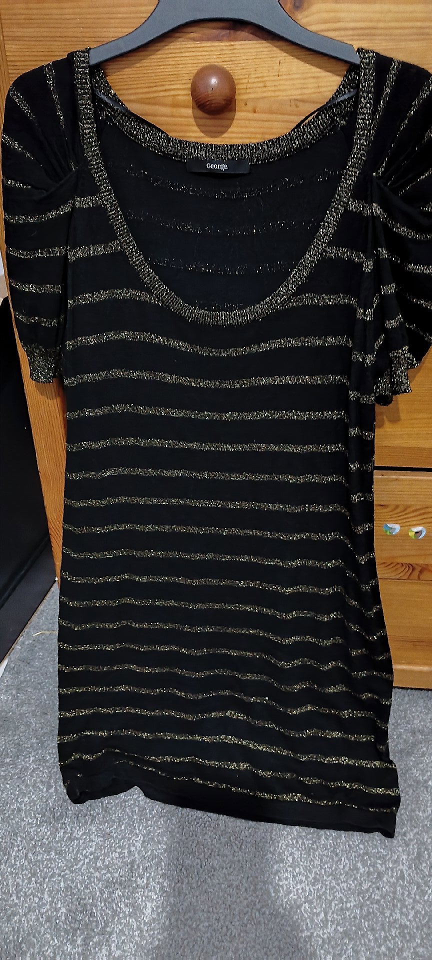 George Black and Gold Striped Dress – UK 14, George, 14, Excellent condition — preloved on SilentSale®